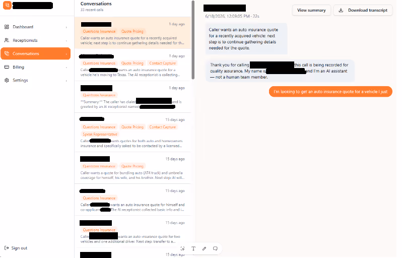 AI Phone Receptionist Hardening screenshot